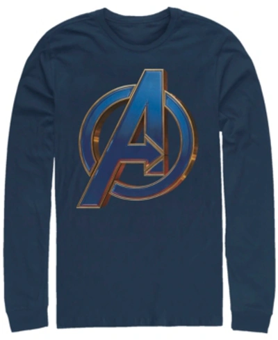 Shop Marvel Men's Avengers Endgame Classic Logo, Long Sleeve T-shirt In Navy