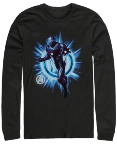 Shop Marvel Men's Avengers Endgame Iron Man Lightning Explosion, Long Sleeve T-shirt In Black