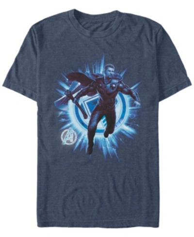 Shop Marvel Men's Avengers Endgame Thor Lightning Action Pose, Short Sleeve T-shirt In Navy Heath