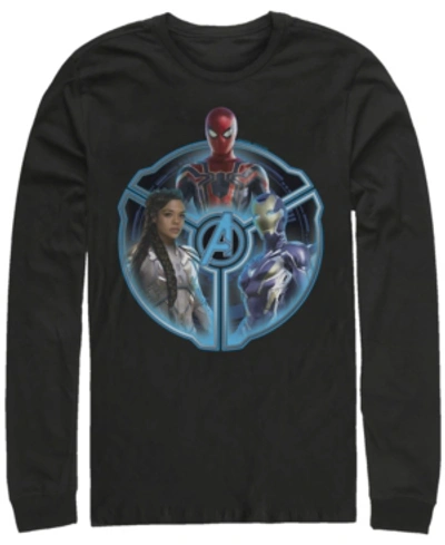 Shop Marvel Men's Avengers Endgame Triple Hero Wheel, Long Sleeve T-shirt In Black