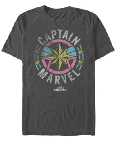 Shop Marvel Men's Captain  Pastel Chest Logo, Short Sleeve T-shirt In Charcoal