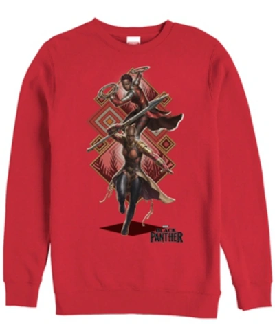 Shop Marvel Men's Black Panther Shuri Nakia Girl Power Action Pose, Crewneck Fleece In Red