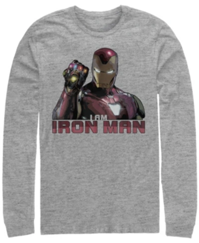 Shop Marvel Men's Avengers Endgame I Am Iron Man Gauntlet, Long Sleeve T-shirt In Athletic H
