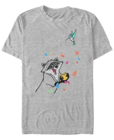 Shop Disney Men's Pocahontas Meeko Flit Colorful Leafs Fall, Short Sleeve T-shirt In Heathr Gry