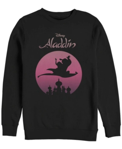 Shop Disney Men's Aladdin Jasmine Silouhette Over Agrabah, Crewneck Fleece In Black