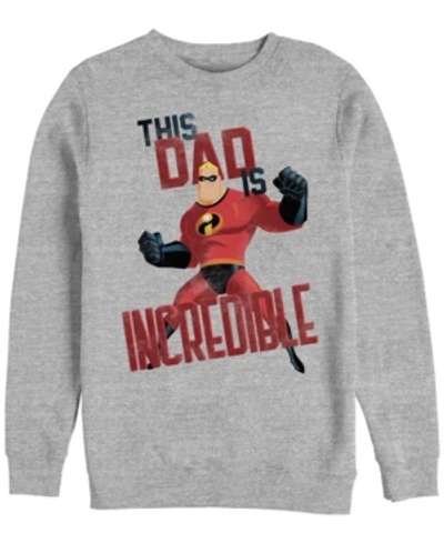Shop Disney Men's The Incredibles This Dad, Crewneck Fleece In Heathr Gry