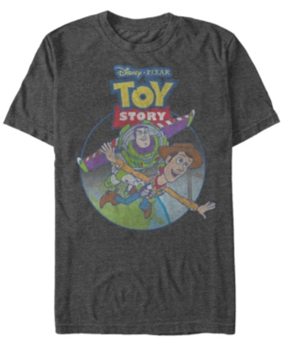 Shop Disney Pixar Men's Toy Story Buzz Woody Take Off, Short Sleeve T-shirt In Charcoal