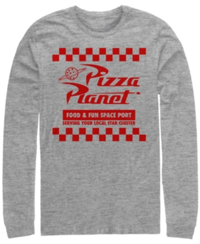 Shop Disney Pixar Men's Toy Story Pizza Planet Checkered Logo, Long Sleeve T-shirt In Heathr Gry