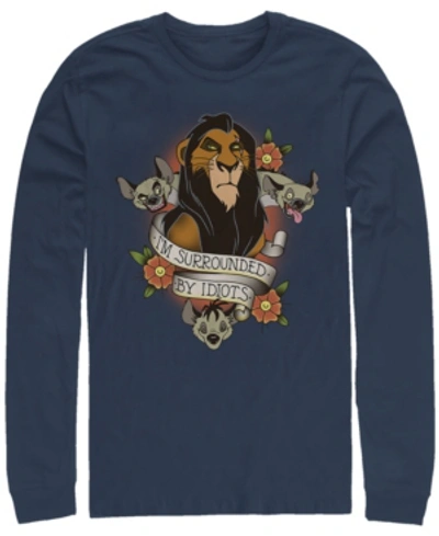 Shop Disney Men's Lion King Scar Surrounded By Idiots Tattoo, Long Sleeve T-shirt In Navy