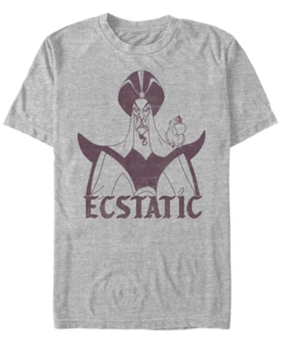 Disney Men's Aladdin Jafar Ecstatic Look, Short Sleeve T-shirt In Heathr Gry
