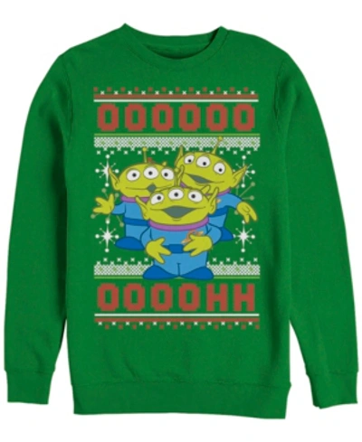 Shop Disney Pixar Men's Toy Story Aliens Ugly Christmas Crewneck Fleece Sweatshirt In Emerald