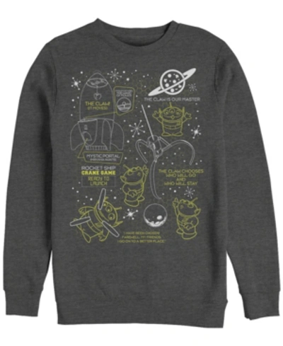 Disney Pixar Men's Toy Story Aliens Claw Master Map, Crewneck Fleece In Dark Gray