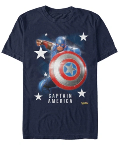 Shop Marvel Men's Captain America Super Shield, Short Sleeve T-shirt In Navy