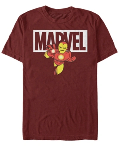 Shop Marvel Men's Classic Iron Man Cartoon Brick Logo, Short Sleeve T-shirt In Burgundy