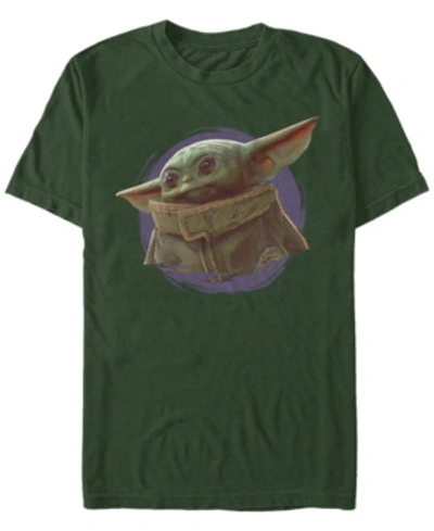 Shop Star Wars Men's  The Mandalorian The Child Circle Portrait Short Sleeve T-shirt In Forest Green