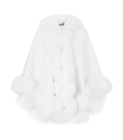 Shop Harrods Fur-trimmed Cashmere Cape With Hood