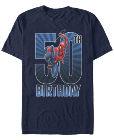 Shop Marvel Men's  Spider-man 50th Birthday Short Sleeve T-shirt In Navy