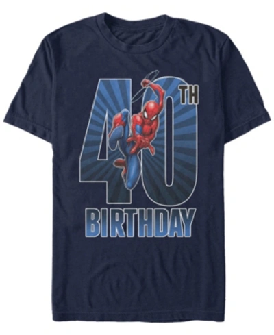 Shop Marvel Men's  Spider-man Swinging 40th Birthday Short Sleeve T-shirt In Navy