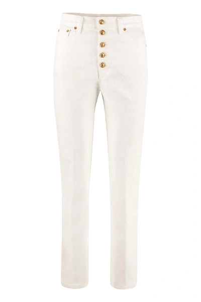 Shop Tory Burch High-rise Straight Ankle Jeans In White