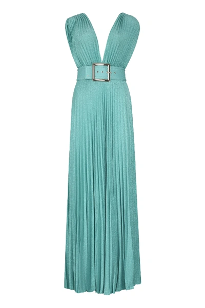 Shop Elisabetta Franchi Celyn B. Lurex Knit Dress In Blue