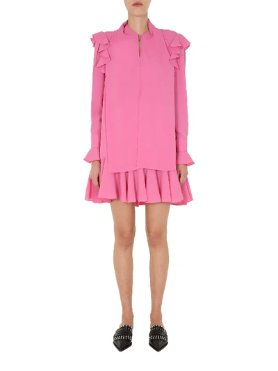 Shop Alexander Mcqueen Dress With Ruches In Rosa
