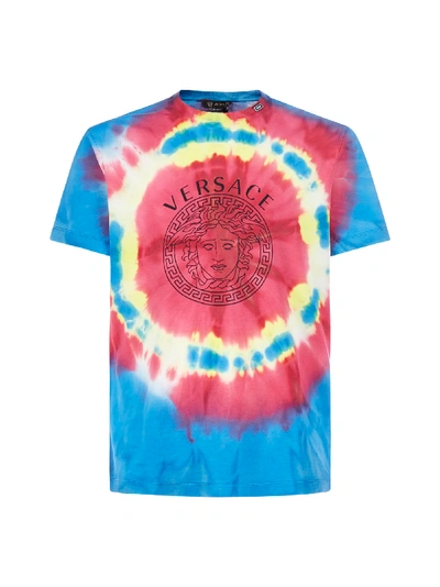 Shop Versace Medusa Tie-dye Cotton T-shirt In Multicolor
