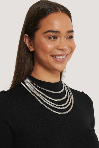 Shop Na-kd Multi Layered Snake Chain Necklace - Silver