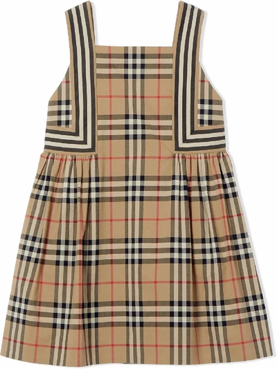 Shop Burberry Beige Cotton Vintage Check Dress