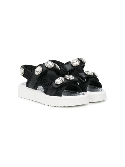 Shop Andrea Montelpare Embellished Touch Strap Sandals In Black