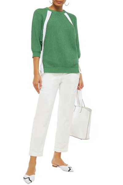 Shop Brunello Cucinelli Cropped High-rise Straight-leg Jeans In Ivory