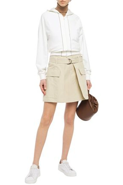 Shop Brunello Cucinelli Belted Cotton-blend Canvas Mini Skirt In Beige