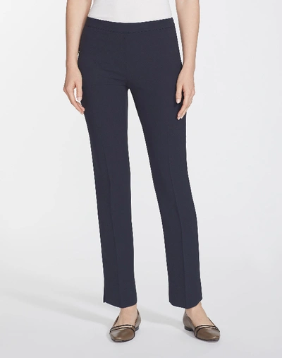 Shop Lafayette 148 Plus-size Finesse Crepe Front Zip Ankle Length Pant In Blue