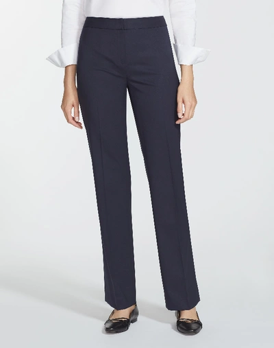 Lafayette 148 Plus-size Finesse Crepe Front Zip Ankle Length Pant In Blue