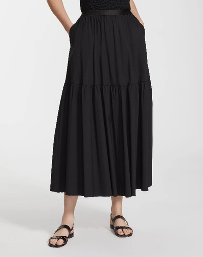 Shop Lafayette 148 Classic Stretch Cotton Safford Skirt In Black