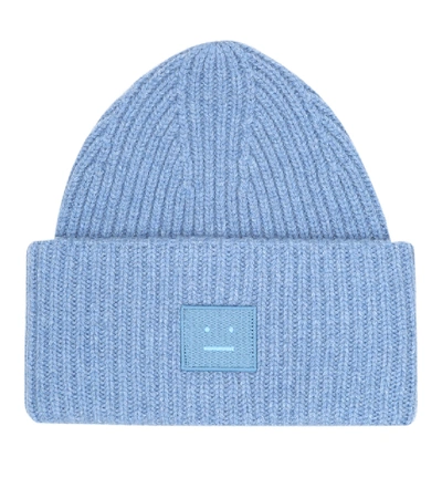 Shop Acne Studios Pansy N Face Wool Beanie In Blue