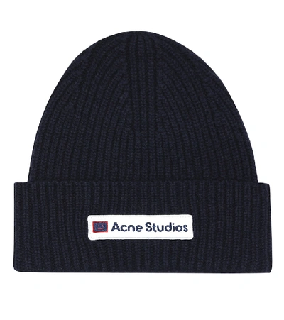 Shop Acne Studios Kansa Face Wool Beanie In Blue