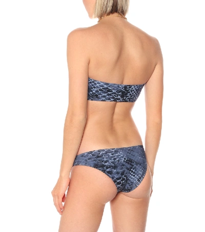 Shop Karla Colletto Bree Snakeskin-print Bikini Bottoms In Blue