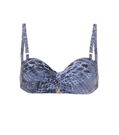 Shop Karla Colletto Isla Snakeskin-print Bikini Top In Blue
