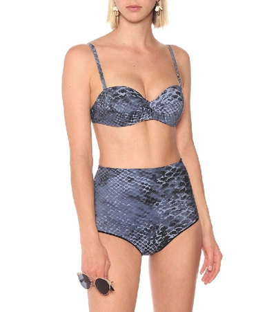 Shop Karla Colletto Isla Snakeskin-print Bikini Top In Blue