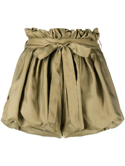 Shop Saint Laurent Paperbag Short Shorts In Green