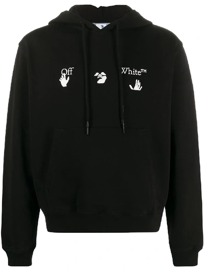 Shop Off-white New Logo Printed Hoodie In Black