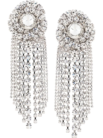 Shop Alessandra Rich Faba Spiral Crystal Clip-on Earrings In Silver