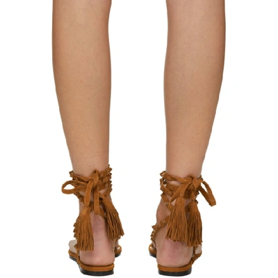 Shop Valentino Brown  Garavani Rockstud Flair Thong Sandals In Hg5 Selleri