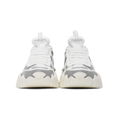 Shop Valentino White & Silver  Garavani Camo Rockrunner Sneakers In White/silver