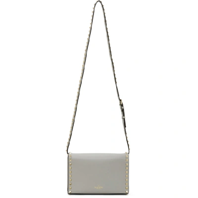 Shop Valentino Grey  Garavani Small Rockstud Shoulder Bag In Ml8 Opal Gr