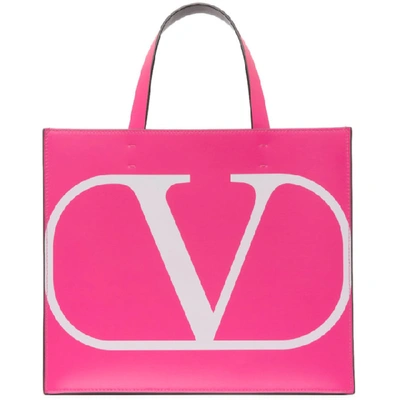 Shop Valentino Pink  Garavani Small Vlogo Shopper Tote In 24y Azalea