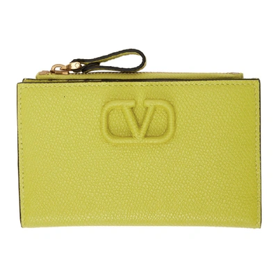 Shop Valentino Green  Garavani Vsling Cardholder Wallet In Ic9 Cedar