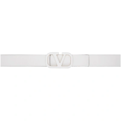 Shop Valentino White  Garavani Tonal Vlogo Belt In 001 Bianco