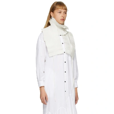 Shop Enföld Enfold Off-white Chambray Taffeta Pleated Scarf In 011 Offwhit