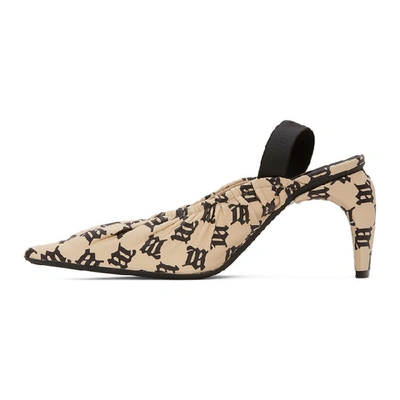 Shop Misbhv Beige And Black Monogram Slingback Heels In Beige/black